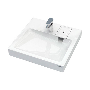 Раковина из искусственного камня Paulmark BERG PM710431 60х50 над стиральной машиной цвет белый 1 отверстие под смеситель